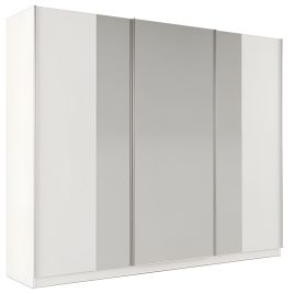 LOTHIAN 3 Door Mirrored Sliding Wardrobe White - 250cm