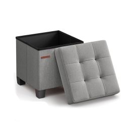 Ottoman Foot Rest - VELSO Foldable Storage Ottoman - Dove Grey