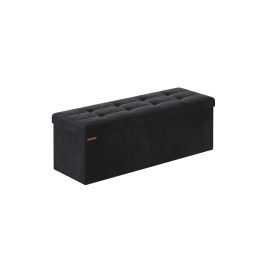 38 x 110 x 38 cm Foldable Storage Ottoman Bench Ink Black