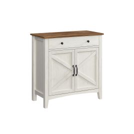 Storage Sideboard - ZARNOS Rustic Storage Sideboard with Drawer - Rustic White