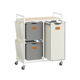Laundry Hamper - ZARDA 100L 3 Compartment Hamper - White