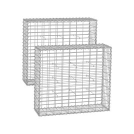 Gabion Cage - MARNIA Metal Stone Cage 100 x 90 x 30 cm - Silver