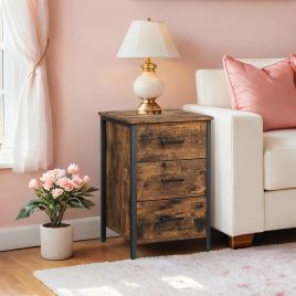 Nightstand - VERRA Industrial 3 Drawer Rustic Brown - Brown