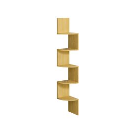 Corner Shelf - LUMLIA 5 Tier Wall Mounted Shelf Natural Oak - Natural Oak