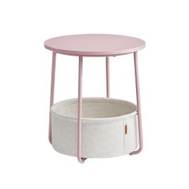 Round End Table with Fabric Basket