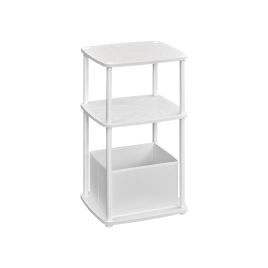 Side Table - SERDA Modern 3 Storage Shelves - Snow White