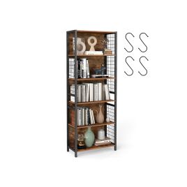 ALDERLY Bookcase with Hooks and Multiple Shelves 60cm - Meduim Oak and Black