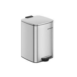 Kitchen Bin - MODRA 20L Steel Bin with Inner Bucket - Metallic Silver
