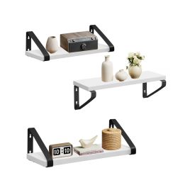 LEDASI Set of 3 Floating Wall Shelves - Cloud White and Matte Black