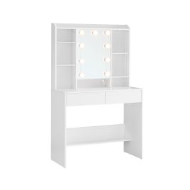 Dressing Table - SERVA LED Light Vanity Table with Drawer - White