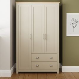 LANCASTER 3 Door Wardrobe with 2 Drawers Cream