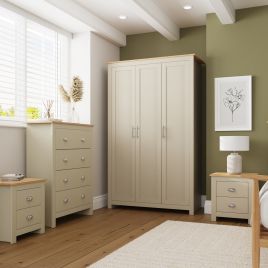 LANCASTER 3 Door Wardrobe Set 4 Piece - Cream