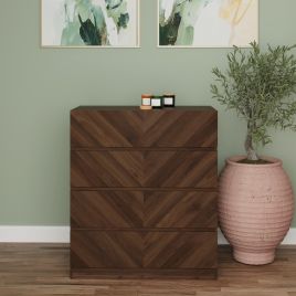CHARLESTON II Oak Finish Chest of Drawers - Medium-sized, 4 Drawers