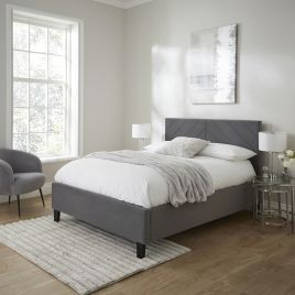 THALIA Kingsize Velvet Ottoman Storage Bedframe - Grey