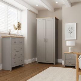 LANCASTER 2 Door Wardrobe Set 3 Piece - Grey