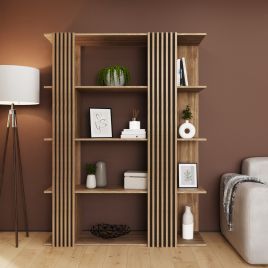 ROANELL Wide Display Shelving Unit - Oak
