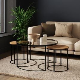 FARIS Nesting Tables Set of 3 - Oak