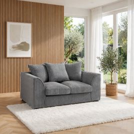 Davis Scatter Back Jumbo Cord 2 Seater Sofa - Grey