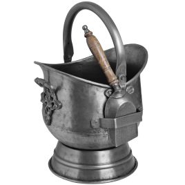 Coal Bucket with Shovel - Antique Pewter