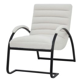 High Quality Metal Frame Boucle Ribbed Ark Armchair