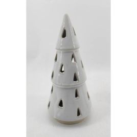 White Ceramic Cut-Out Tree With LED Lights - Medium