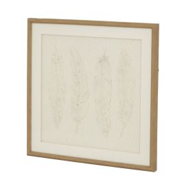 Alti White Feathers Art In Beaded Frame