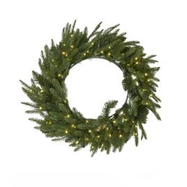 Blanor Green Pre-Lit Woodland Fir Christmas Wreath
