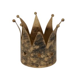 Antiq Gold Crown Candle Holder