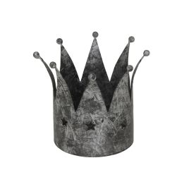Antiq Silver Crown Candle Holder