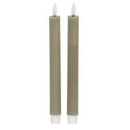 Luxo Natural Glow Sage Ribbed Taper Candles