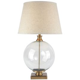 LUNIA Glass Orb Table Lamp With Linen Shade