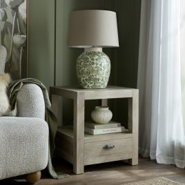HAVEN 1 Drawer Side Table With Shelf - Brown