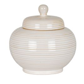 ARCADIA Large Lidded Ceramic Jar - White