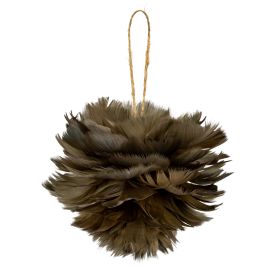 PLUME Medium Fawn Feather Ball Decoration - Brown