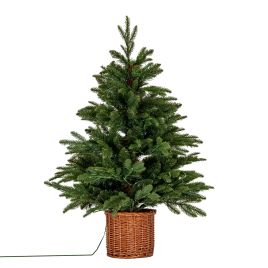 WEAVE Fir Pre-Lit LLED 300L Fir Tree In Rattan Pot - Green