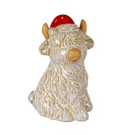 PASTOR Ceramic Cow Ornament Gazing Right - White