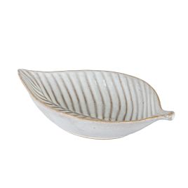 CELESTE Ceramic Elm Leaf Large Dish - White