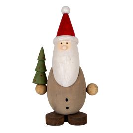 TIMBER Wooden Santa with Tree - Multi Colour