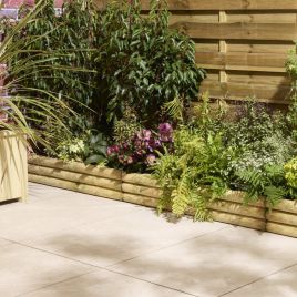 HALDREN Pack of 2 Wooden Horizontal Log Edging - Natural