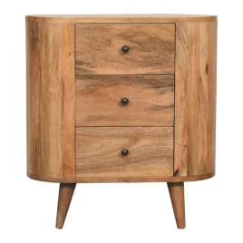 Verde 3 Drawer Round Cabinet - Oak