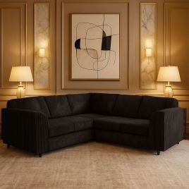 Jamba Full Back Jumbo Cord Corner Sofa - Black