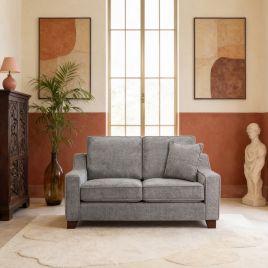 KAMILA Plush Fabric 2 Seater Sofa - Slate