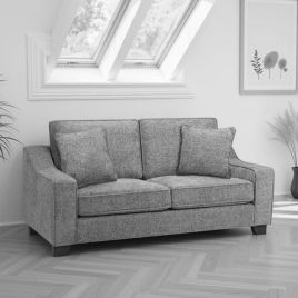 3 Seater Sofa - KAMILA Plush Fabric 3 Seater Sofa Slate 196cm