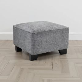 KAMILA Fabric Footstool - Slate
