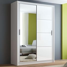 HIGHLAND 2 Door Mirrored Sliding Wardrobe White - 150cm