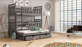 Clare Wooden 2 Drawers Bunk Bed with Trundle - Graphite