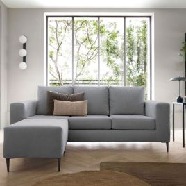 ROCKY Fabric 4 Seater L Shaped - Reversible Corner Sofa - Cool Grey