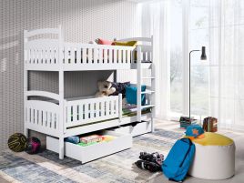 Juliet Wooden Bunk Bed with 2 Drawer Storage and Bonnell Foam Mattress - White
