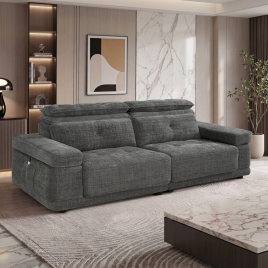 CRESTON Fabric 2 Seater Sofa Bed - Light Grey