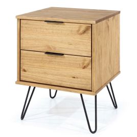Bedside Table - AUGUSTA 2 Drawer Nightstand Brown 45cm